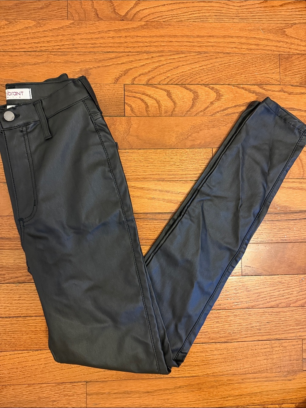 Vibrant Black Women's Skinny Faux-Leather Jeans